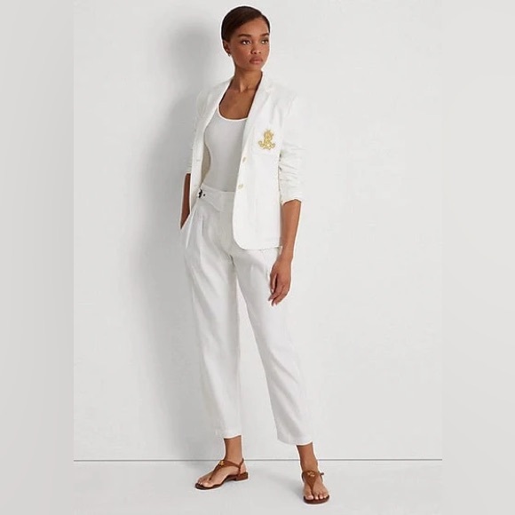 Lauren Ralph Lauren ~ White Anfisa Bullion Jacquard Blazer - Picture 15 of 17